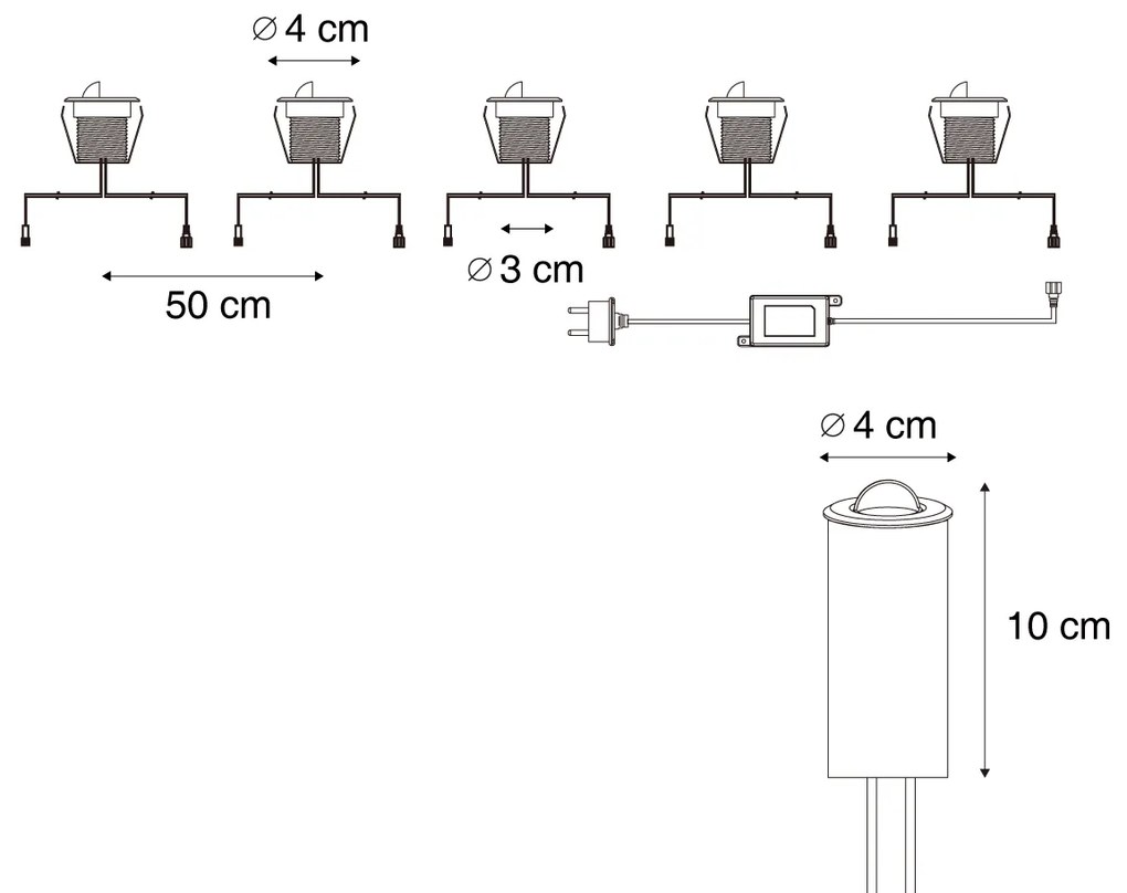Buitenlamp Set van 5 Moderne grondspots aluminium incl. LED IP67 - Linsey Modern Buitenverlichting