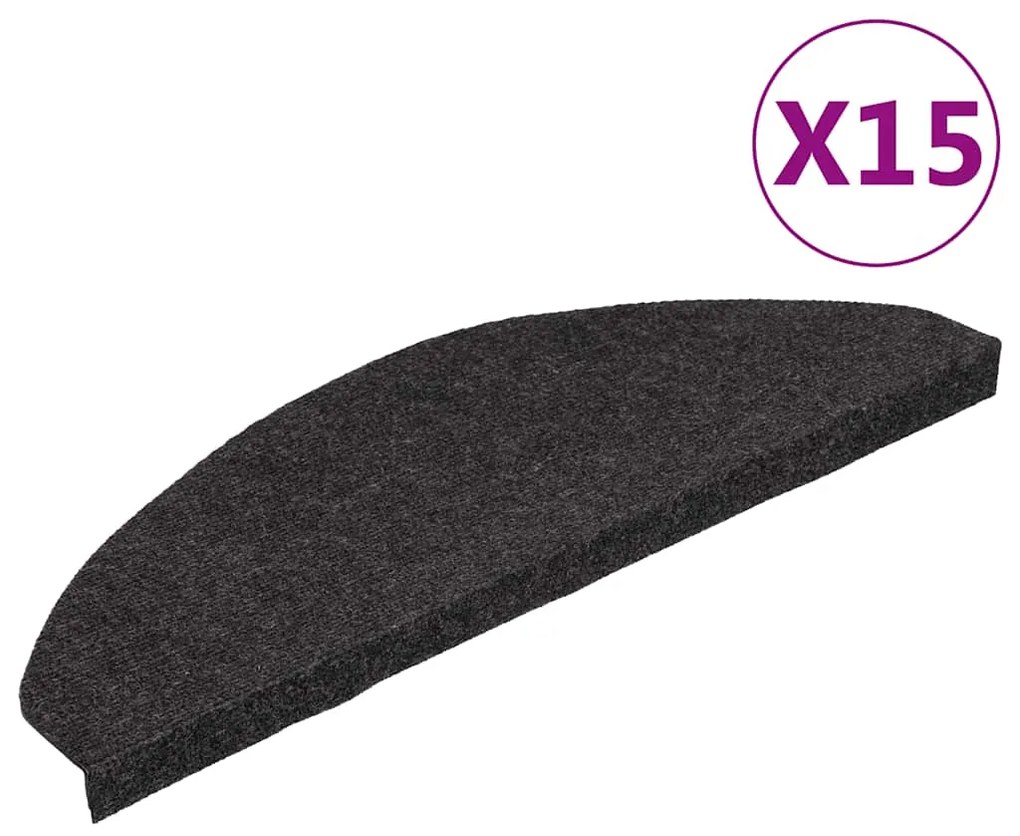 vidaXL Trapmatten zelfklevend 15 st 65x22,5x3,5 cm zwart