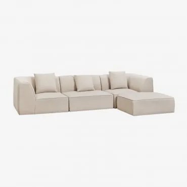 3-delige Modulaire Bank Met Gestoffeerde Poef Cardea Chenille Crèmebeige - Sklum