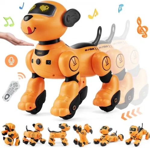 VEVOR Robot Hondenspeelgoed met Afstandsbediening, 2,4 GHz RC Hond, Programmeerbaar, Intelligent Interactief Robothuisdier voor Kinderen met Volgfunctie, Aanraak- en Stembediening, Zingende, Dansende RC Stunt Speelgoed voor Jongens en Meisjes vanaf 3 Jaar