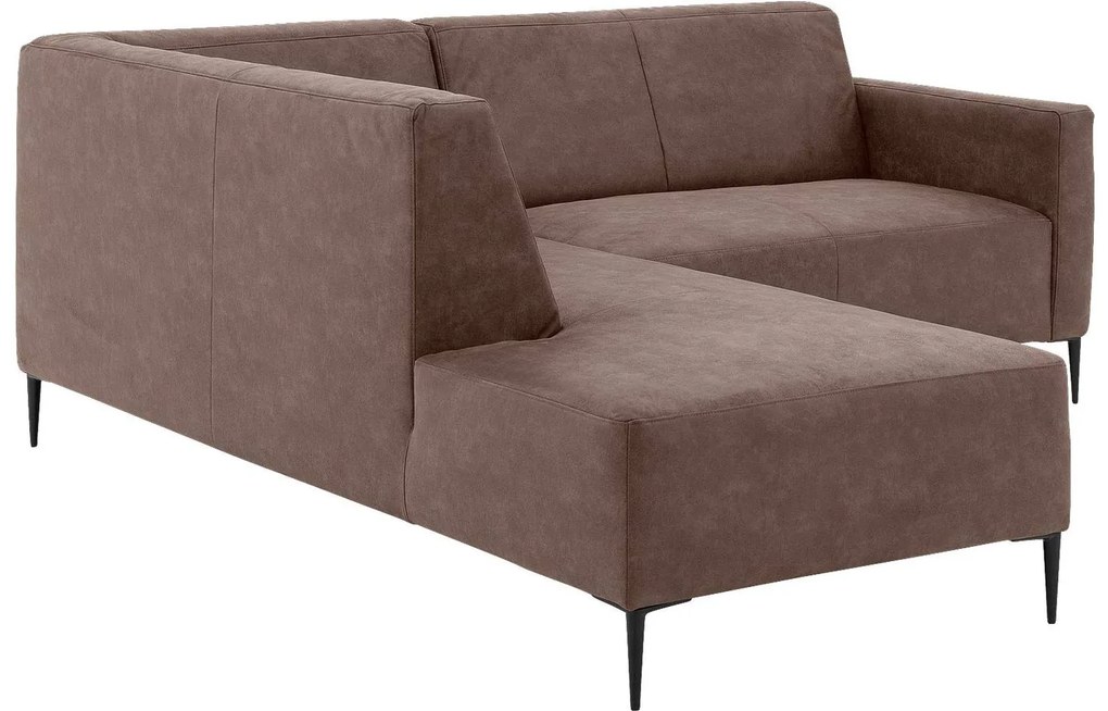 Goossens  Key West bruin, micro leer, 2-zits, modern design met ligelement links