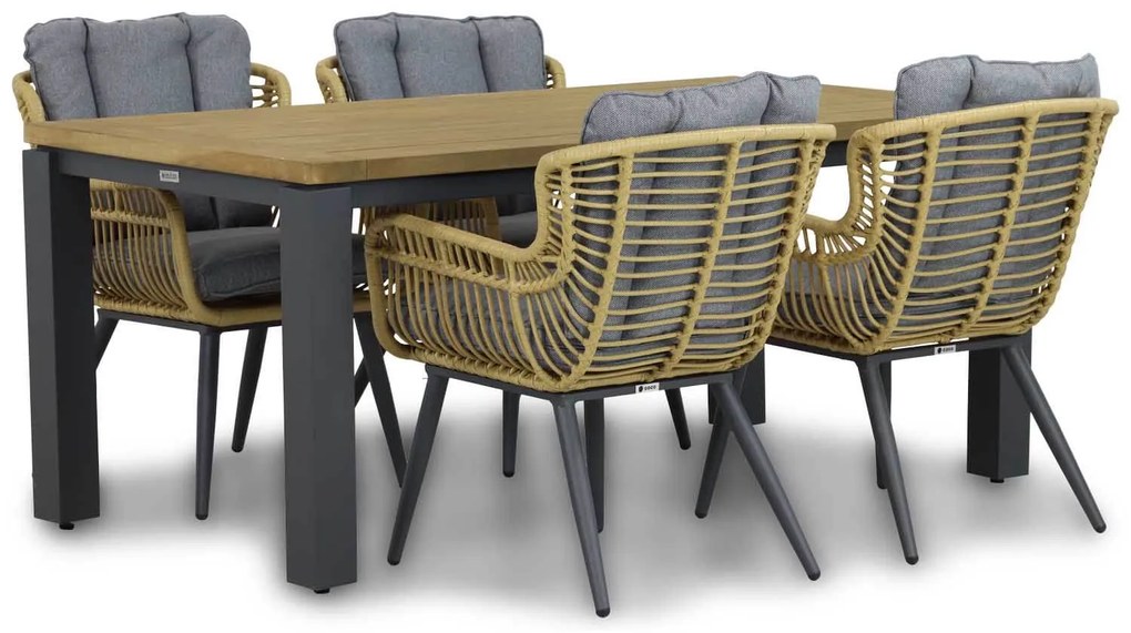 Tuinset 4 personen 180 cm Wicker/Aluminium/Aluminium/wicker Taupe Coco Azzano/Veneto