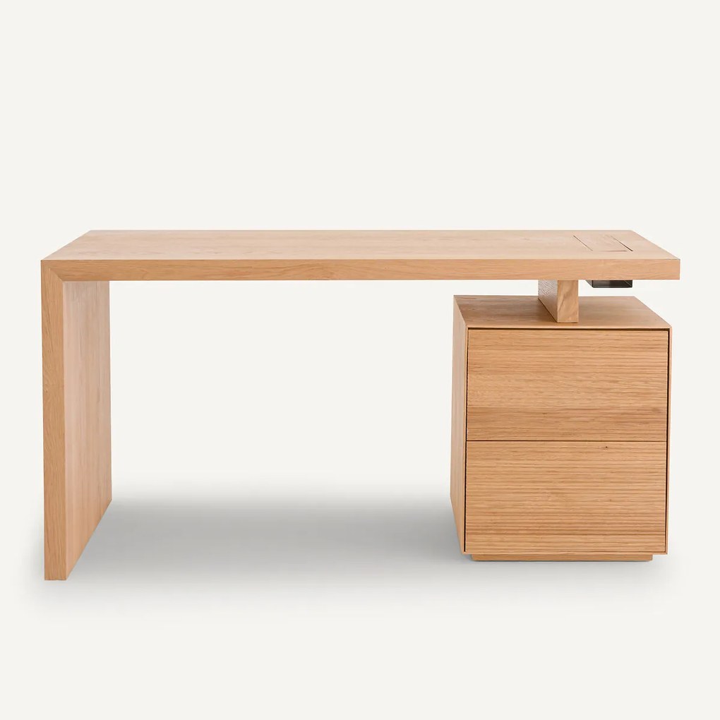 Bureaukast met 2 laden, eikenhout en fineer Mikube