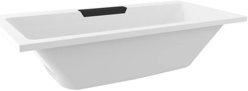 Polysan Monolith Cascata half vrijstaand bad met zwarte waterval uitloop 185x85cm