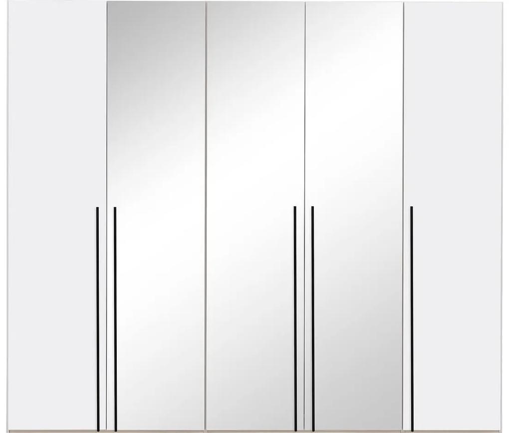 Goossens Kledingkast Easy Storage Ddk, Kledingkast 253 cm breed, 220 cm hoog, 2x draaideur en 3x spiegel draaideur midden