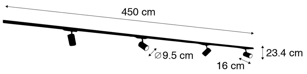 LED Modern 3-fase railsysteem met 4 Spot / Opbouwspot / Plafondspots wit - Iconic Ruler Modern Binnenverlichting Lamp