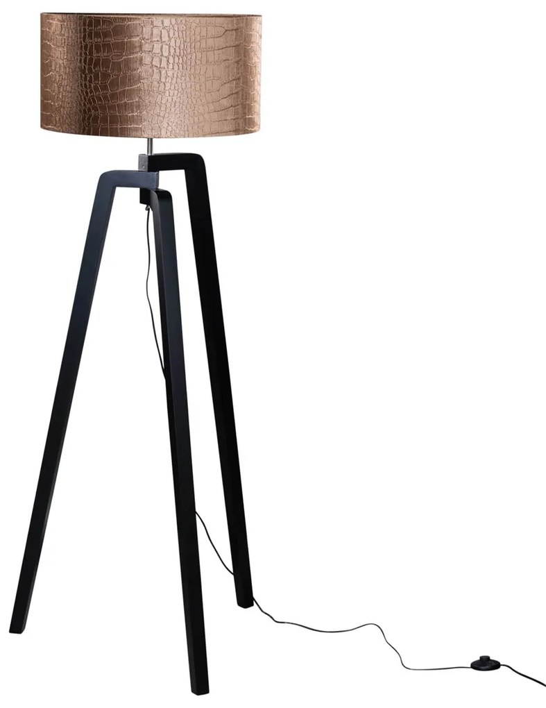 Vloerlamp zwart met velours kap krokodil 50cm - Puros