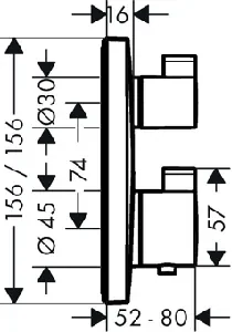 Hansgrohe Ecostat Square inbouw douchekraan met Mueller Cube 30cm douchekop en plafondarm regendouche chroom