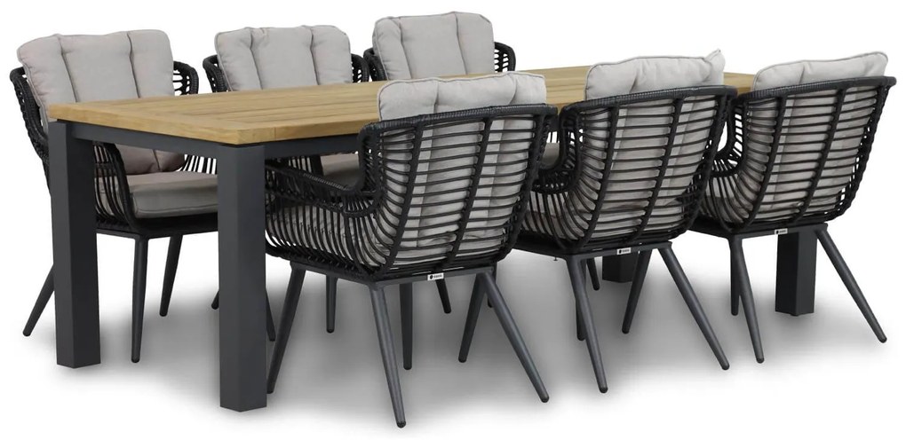 Tuinset 6 personen 230 cm Wicker/Aluminium/Aluminium/wicker Zwart Coco Azzano/Veneto