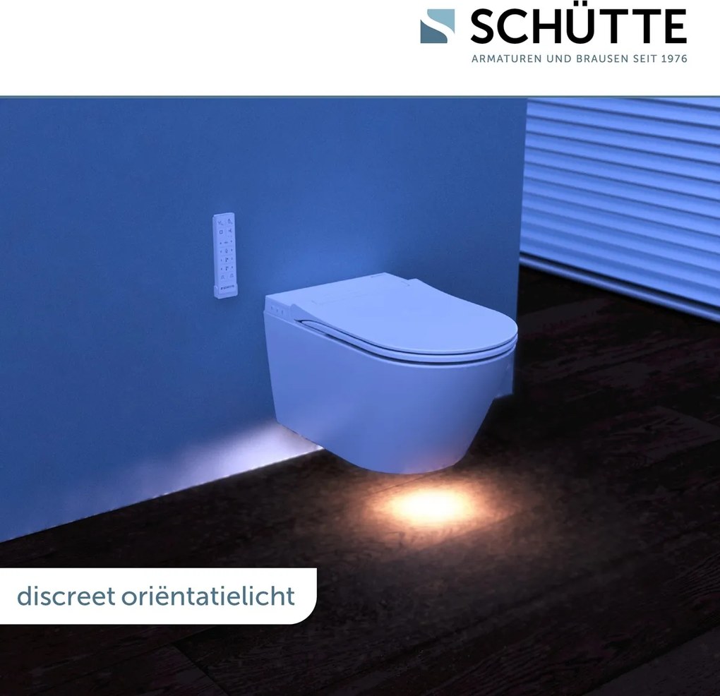Schutte Cesari Premium randloze douche wc met Slim toiletzitting wit glans