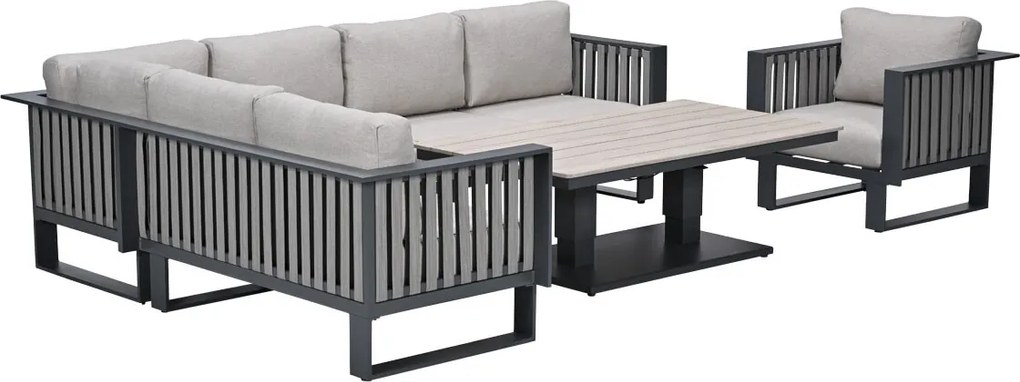Garden Impressions Gabon - Brugge lounge dining set 6-delig - donker grijs