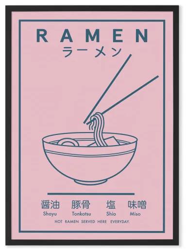 Ramen Food Poster door Violet Studio ingelijste print A1, roze