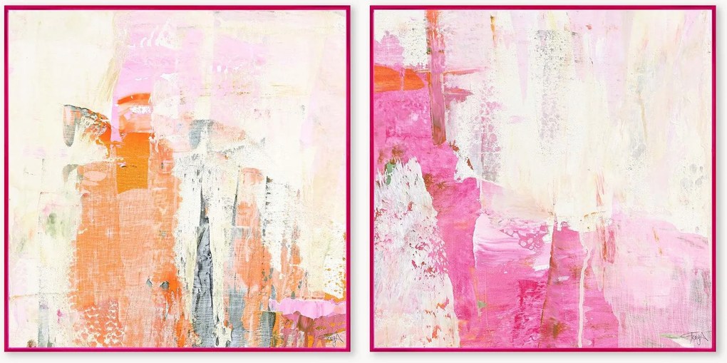 Handbeschilderde ingelijste canvasprints New Age 2+3, 2-delig