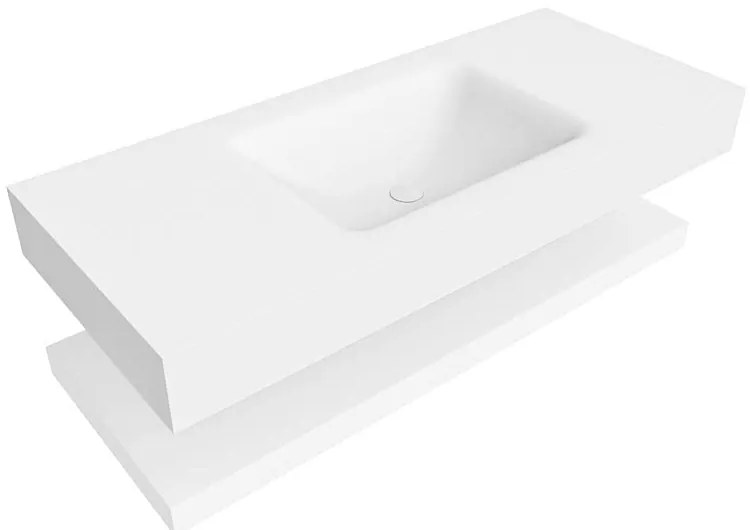 Zaro Alan badmeubel 110cm met planchet talc en vrijhangende wastafel cloud midden zonder kraangat talc