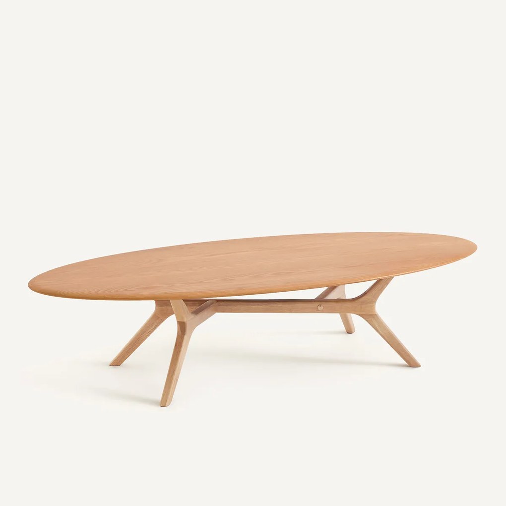 Ellipsvormige salontafel van massief eikenhout, MARICIELO