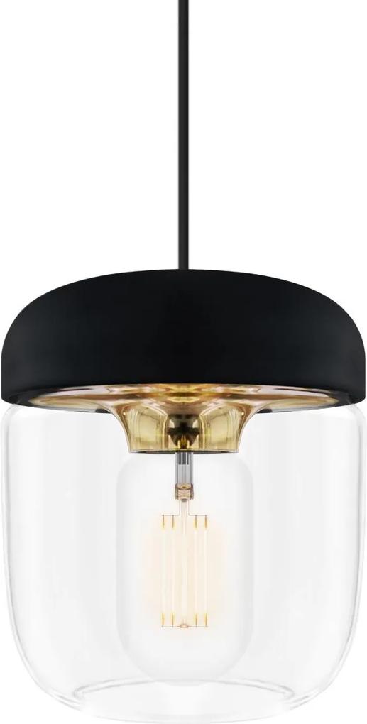 UMAGE Acorn Polished Brass/Messing - Ø 14 cm - Hanglamp - Koordset zwart- Glas - Kunststof - Lampenkap - Modern - Design