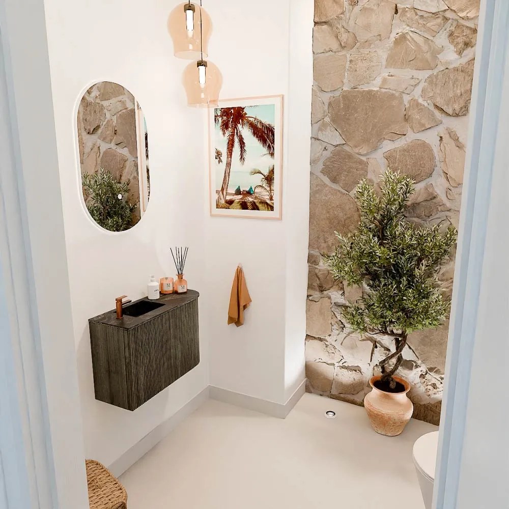Mondiaz Joya DLux 60cm toiletmeubel ronding rechts shadow met wastafel faye links 1 kraangat lava