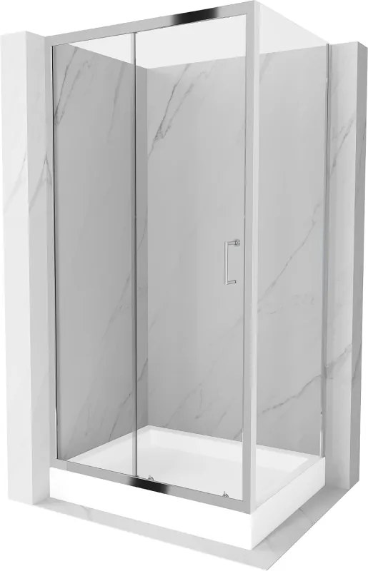 Mexen Apia schuifdouchecabine 120 x 80 cm, transparant, chroom + Rio douchebak - 840-120-080-01-00-4510
