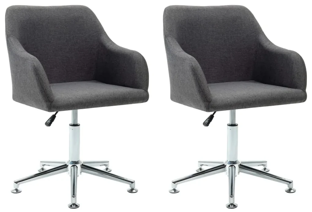 vidaXL Eetkamerstoelen draaibaar 2 st stof donkergrijs