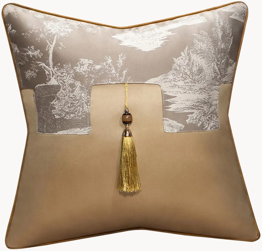 Jacquard kussenhoes YanXia met franjes