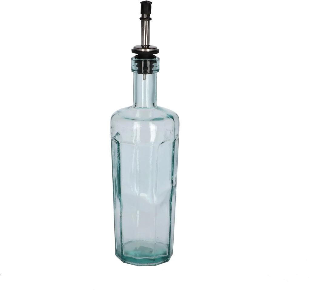 Olie- of azijnfles met facetten, gerecycled glas, 500 ml