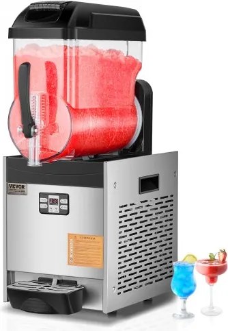 VEVOR Commerciële Slush-ijsmachine 12L Enkele Tank Bevroren Drankmachine, 48 Kopjes RVS Slush-ijsmachine met Toetsenbord Softijsmachine voor Feesten Restaurants Cafés Bars Zwart