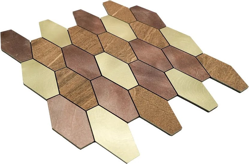 Zelfklevende Mozaïektegels Metaal | Picket Bruin | 30×30 cm | Keuken, Bad & WC