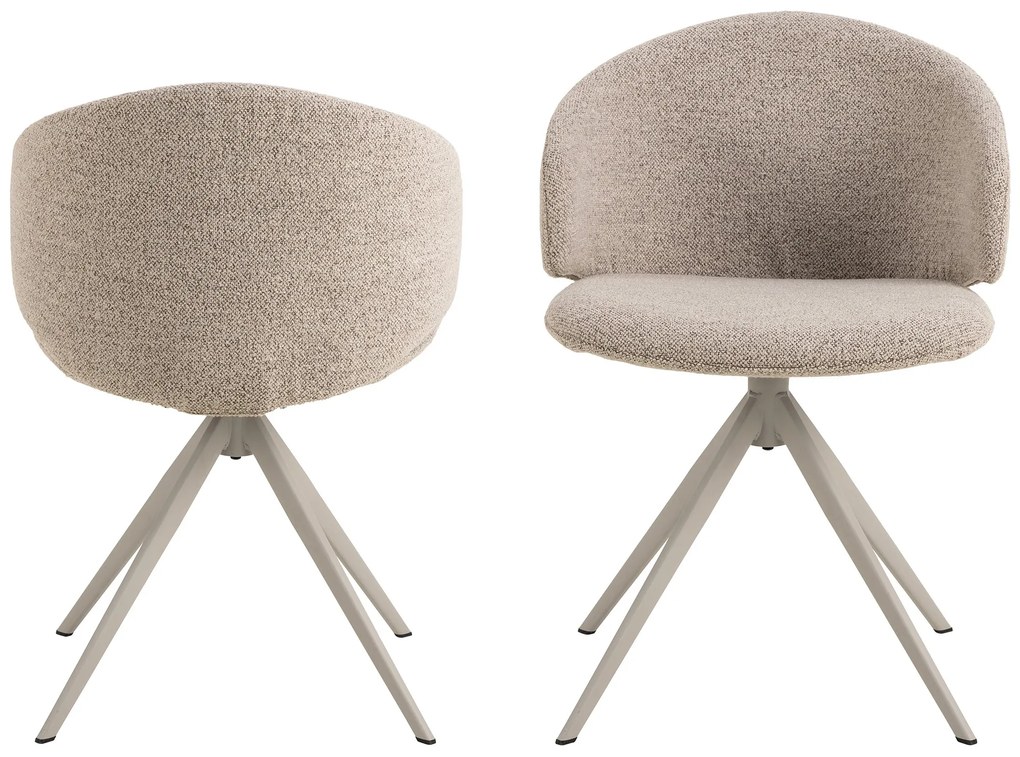 NELA Beige Latte (stof Monza 90)/beige poten - MODERNE GESTOFFEERDE DRAAISTOEL VOOR WOONKAMER/EETKAMER/KANTOOR LOFT