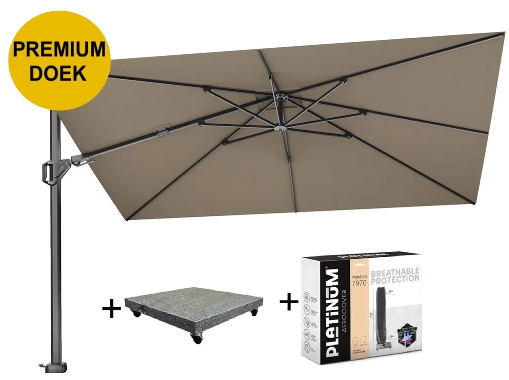 Challenger T2 premium zweefparasol 260x350 cm havana  met parasolvoet 90kg en hoes