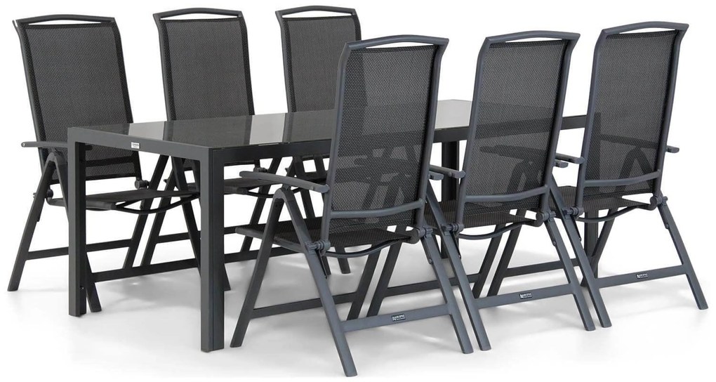 Tuinset 6 personen 210 cm Aluminium/textileen Grijs Lifestyle Garden Furniture Tirana/Mondello