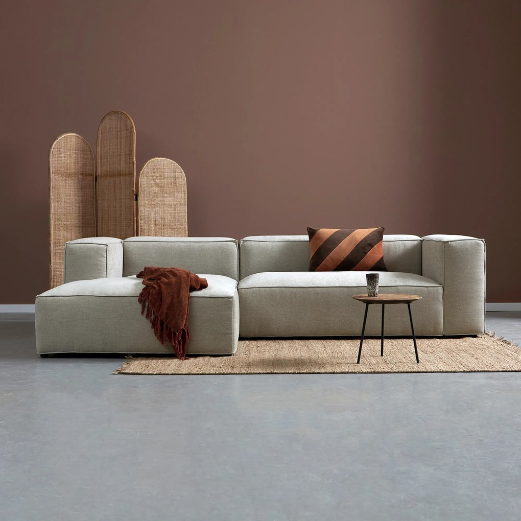 Beige Bank Met Chaise Longue Links