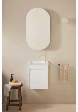 Narek Zwevend Houten Badkamermeubelset Met Geïntegreerde Wastafel Wit & Ovaal Met Opbergruimte Zwart 50x90 Cm Oricsa & Tapioca Beige - Sklum