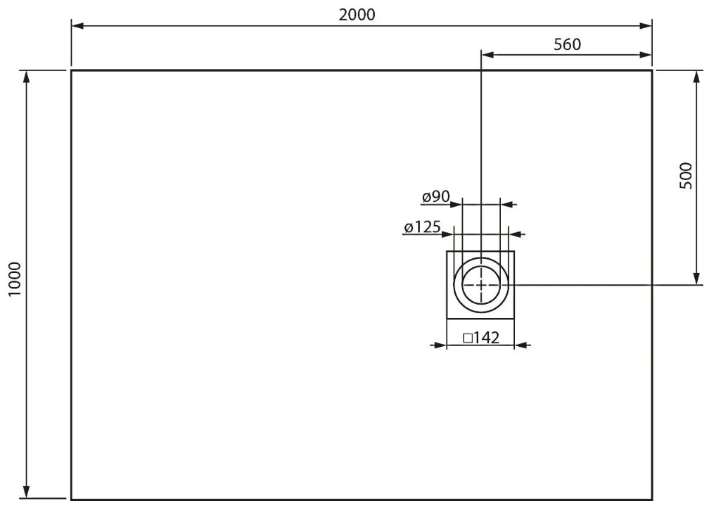 Gelco Mitia rechthoekige douchebak stone-look 200x100cm zwart