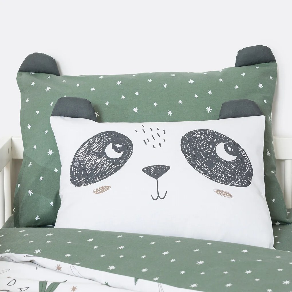Katoenen kussensloop baby, Panda Mania