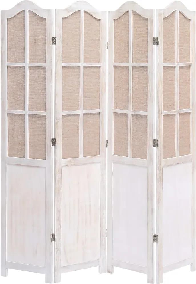 Kamerscherm met 4 panelen 140x165 cm stof wit