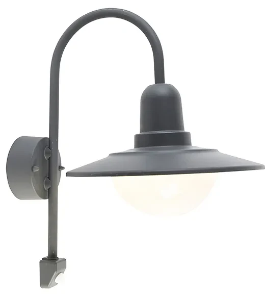 Moderne buiten wandlamp met bewegingsmelder antraciet IP44 bewegingssensor - Herman Modern E27 IP44 Buitenverlichting