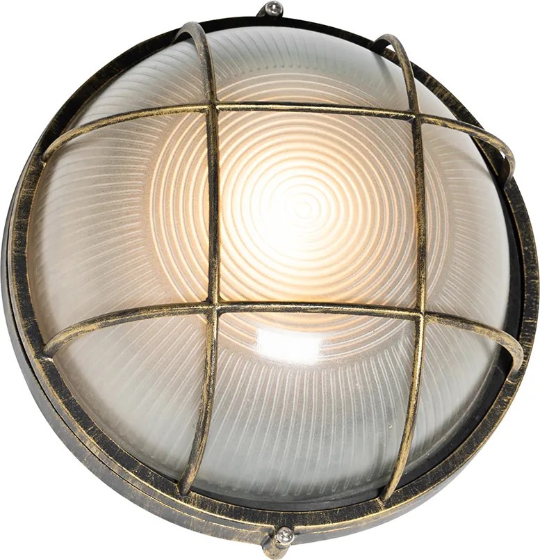 Industriële buitenwandlamp antiek goud IP44 - Hanneke