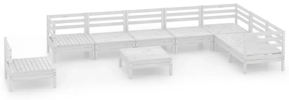 vidaXL 9-delige Loungeset massief grenenhout wit
