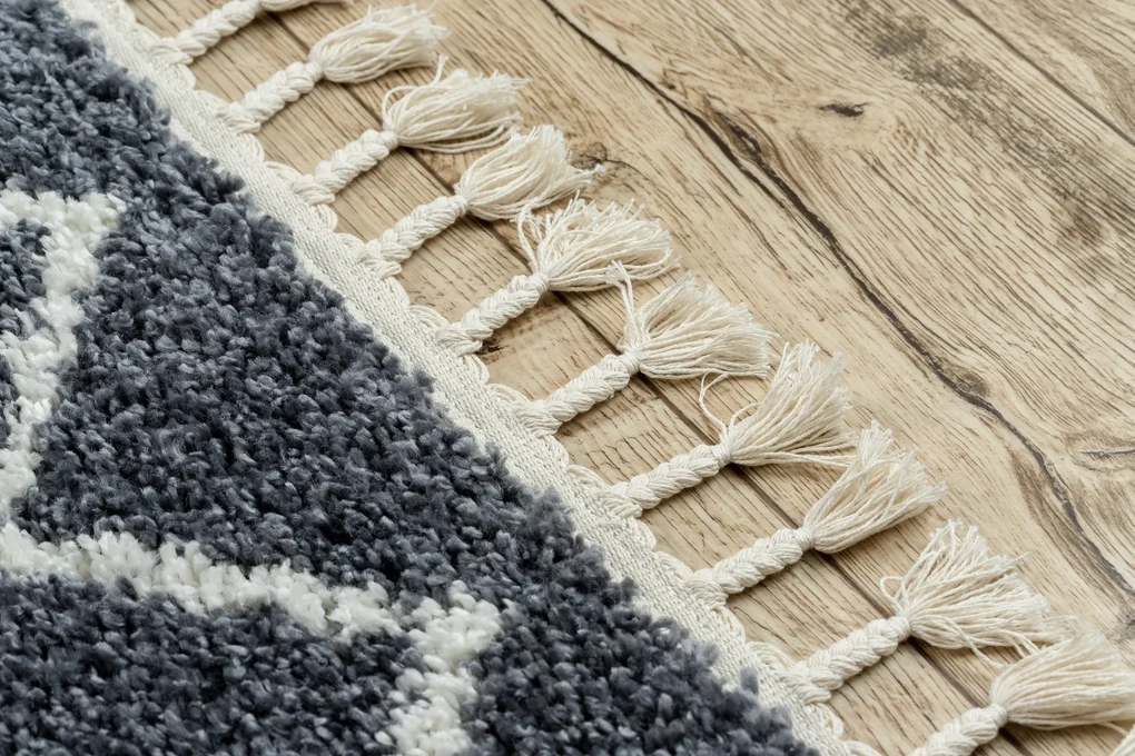Tapijt BERBER ASILA B5970 grijskleuring / witrand ,  Barber , marokkaanse shaggy