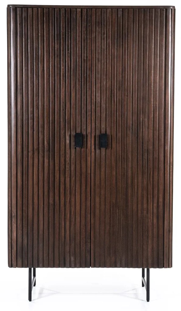 Eleonora Remi Donkerbruine Kast Met Houten Latjes - 96x45x170cm.