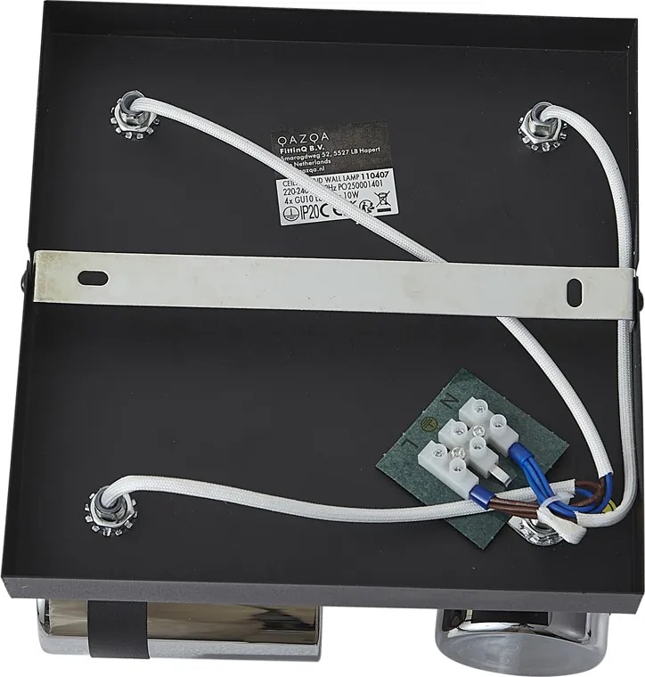 Plafondspot zwart met smoke glas 4-lichts draai- en kantelbaar - Gianni