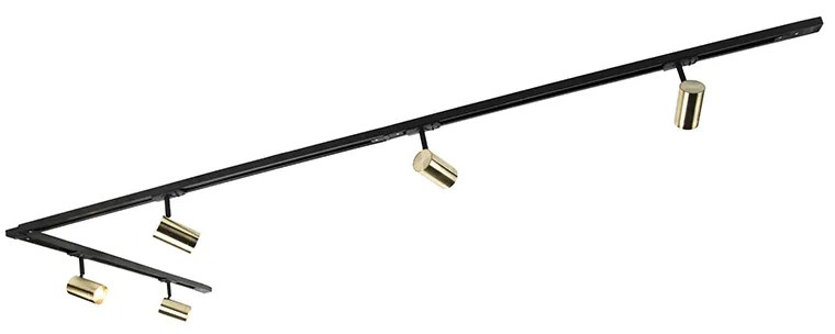 Smart railsysteem zwart met goud 1-fase 5-lichts incl. Wifi GU10 - Iconic Jeana