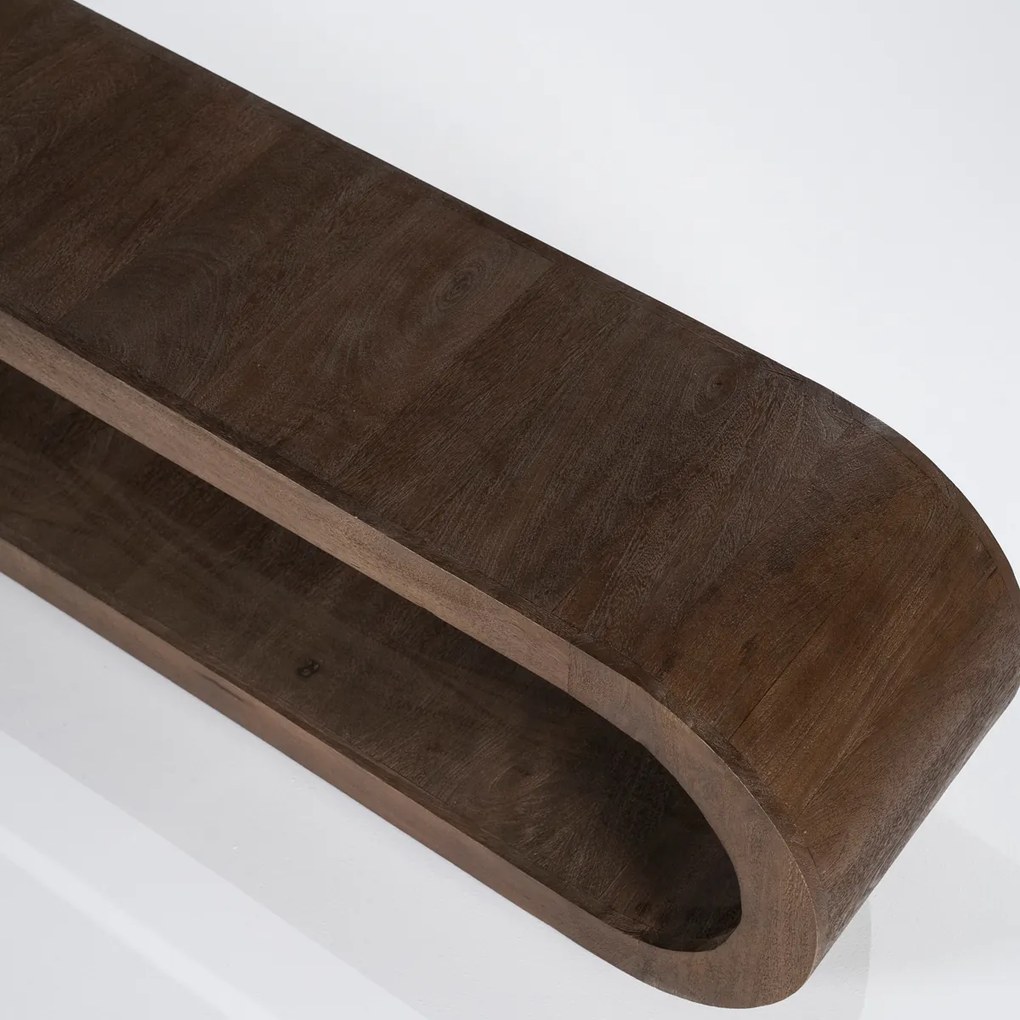 Ovale Tv-meubel Gebogen Hout - 200x30x40cm.