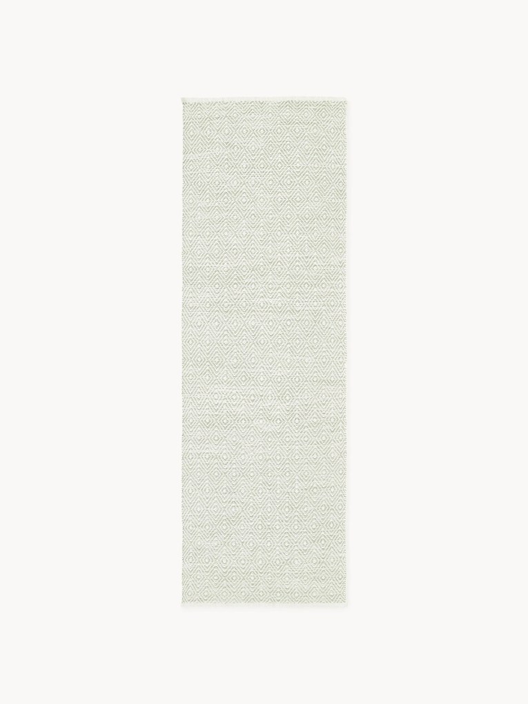 Handgeweven indoor & outdoor loper Rika met vintage ruitjesmotief