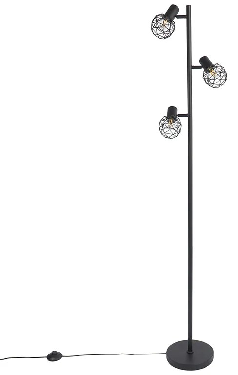 Design vloerlamp zwart 3-lichts verstelbaar - Mesh