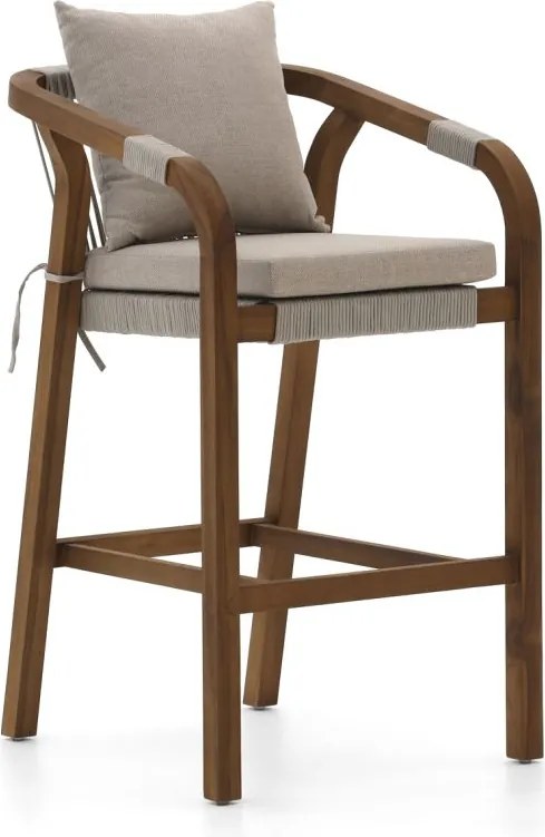 Barkruk tuin | Bellagio  Perzano | Teakhout | Grijs | Tuinstoel | Kees Smit Tuinmeubelen