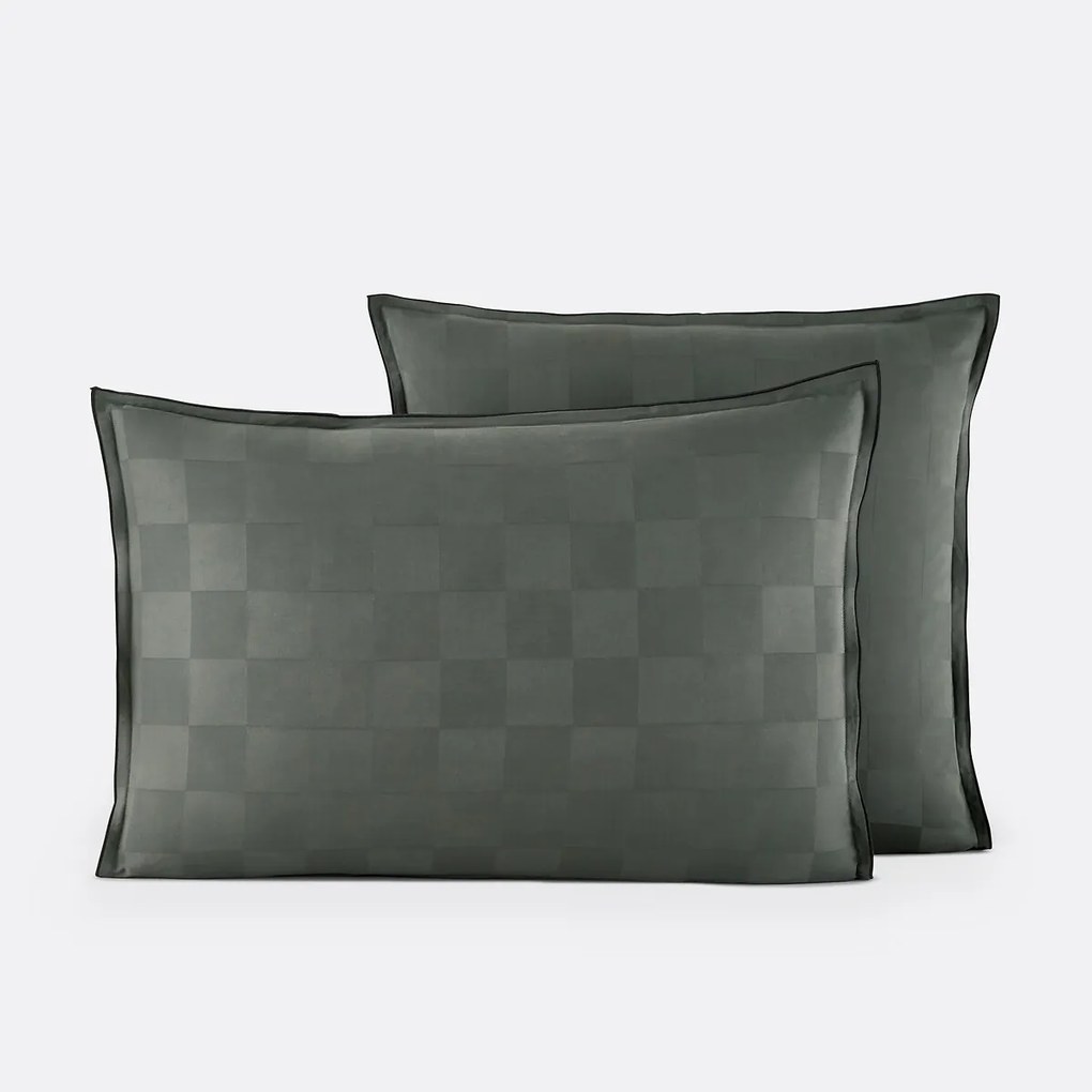 Kussensloop in gewassen satijnkatoen, Victor, dambord motief