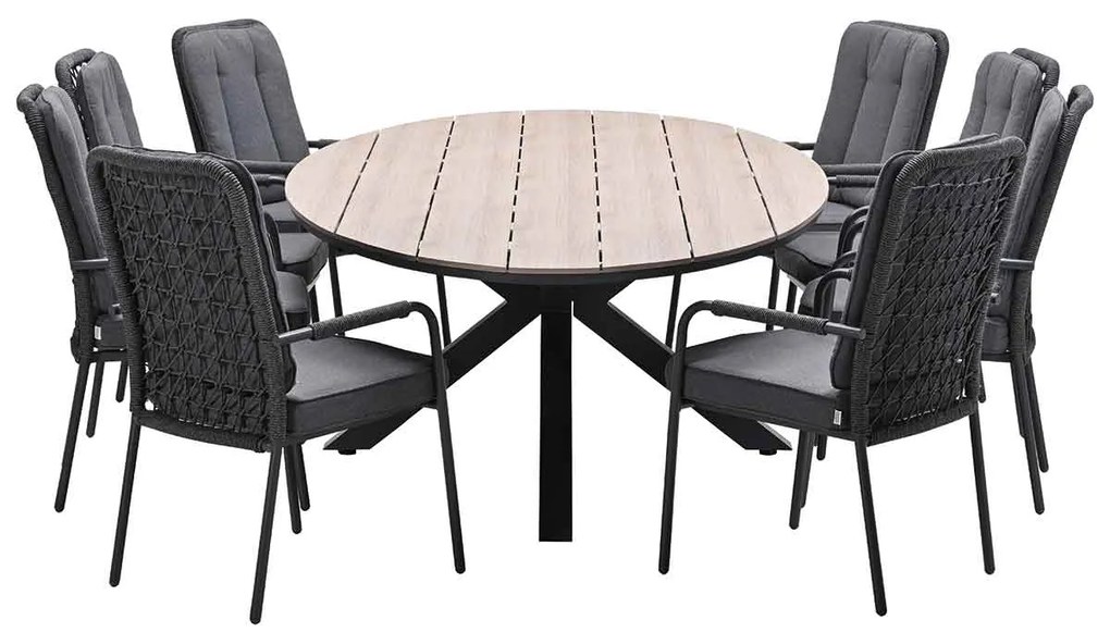 Garden Impressions Aleria tuinset 9-delig - Tulli tuintafel 280x140xH75 cm - light teak vironwood