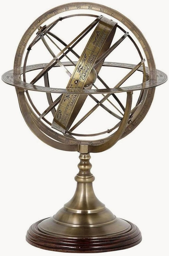 Handgemaakt decoratief object Globe met mangohouten voet