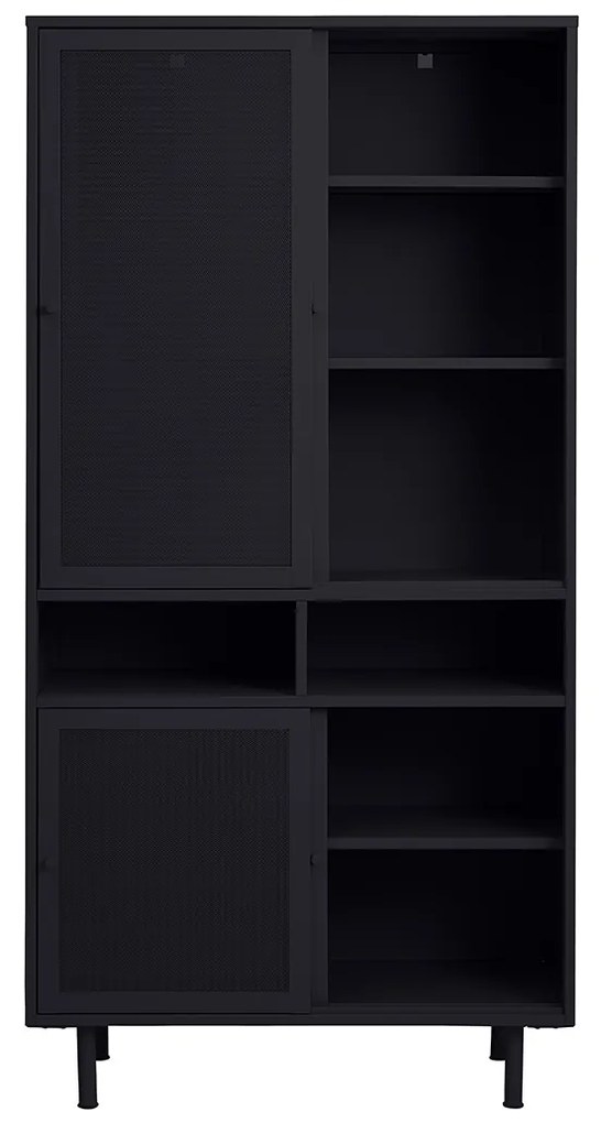 Hoge Kast Zwart Metaal - 90x40x180cm.